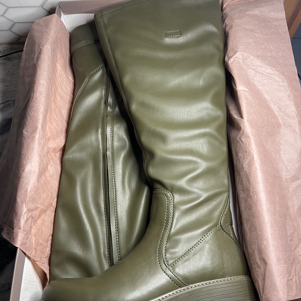 Franco Sarto Keaton Wide Calf Olive Green Boots - sz 11